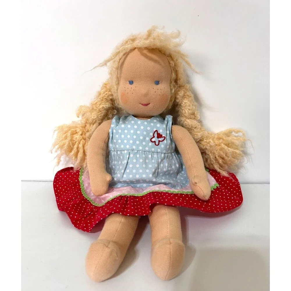 Kathe Kruse Germany Waldorf Doll Tolipar Sheep Stuffing‎ Mohair Blonde Hair 15in